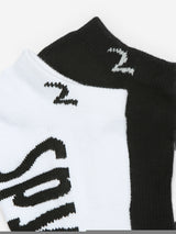 Pack Of 2 White Black Solid Mens Ankle Length Socks