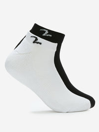 Pack Of 2 White Black Solid Mens Ankle Length Socks