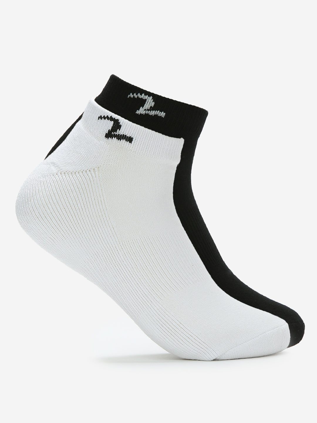Pack Of 2 White Black Solid Mens Ankle Length Socks