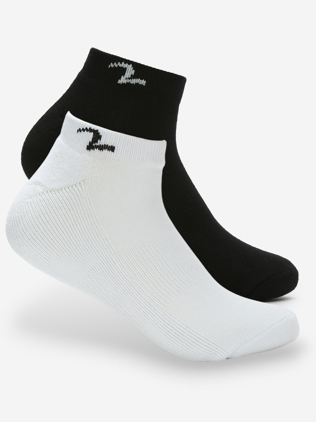 Spykar Black White Solid Mens Ankle Length Socks (Pack of 2)