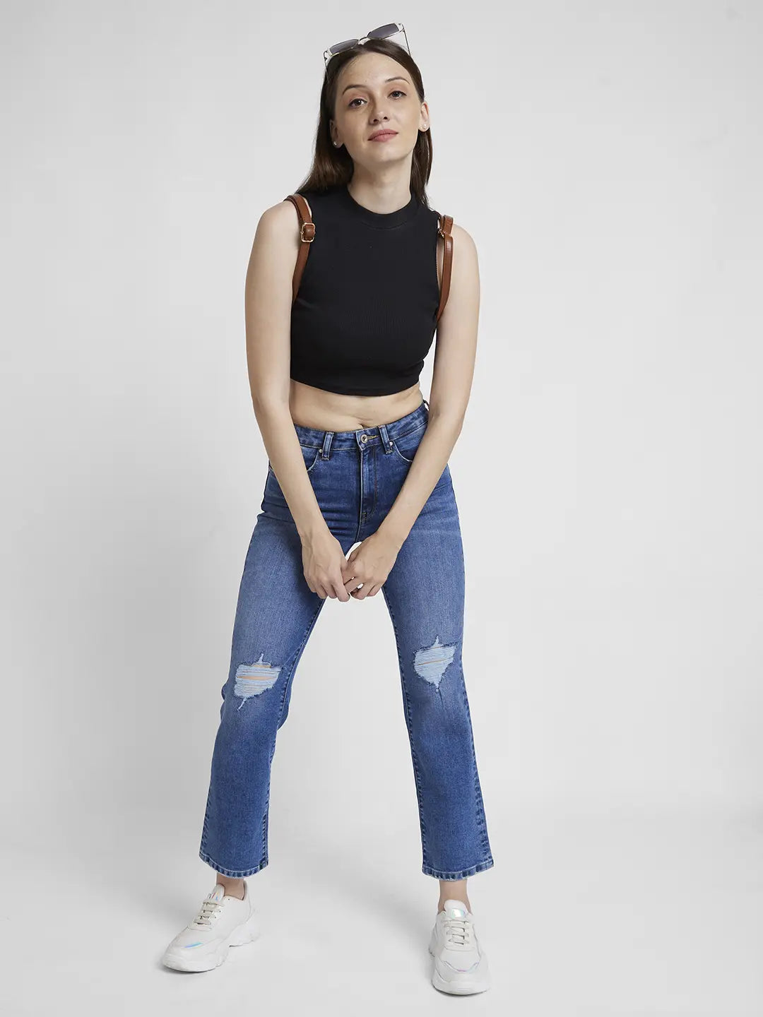 Women Emma Jeans Slim Fit Mid Blue Mid Rise