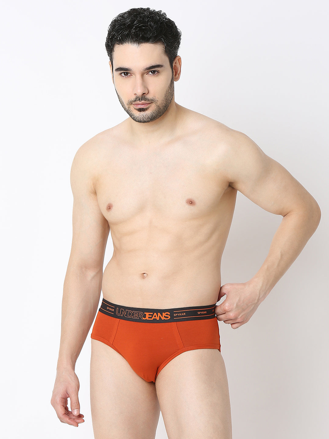 Underjeans By Spykar Men Premium Brunt Orange Brief