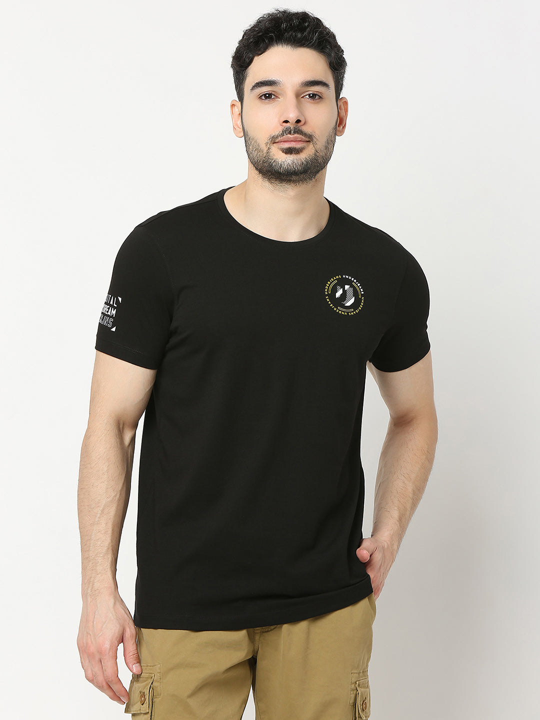 Underjeans by Spykar Men Premium Black T-shirt