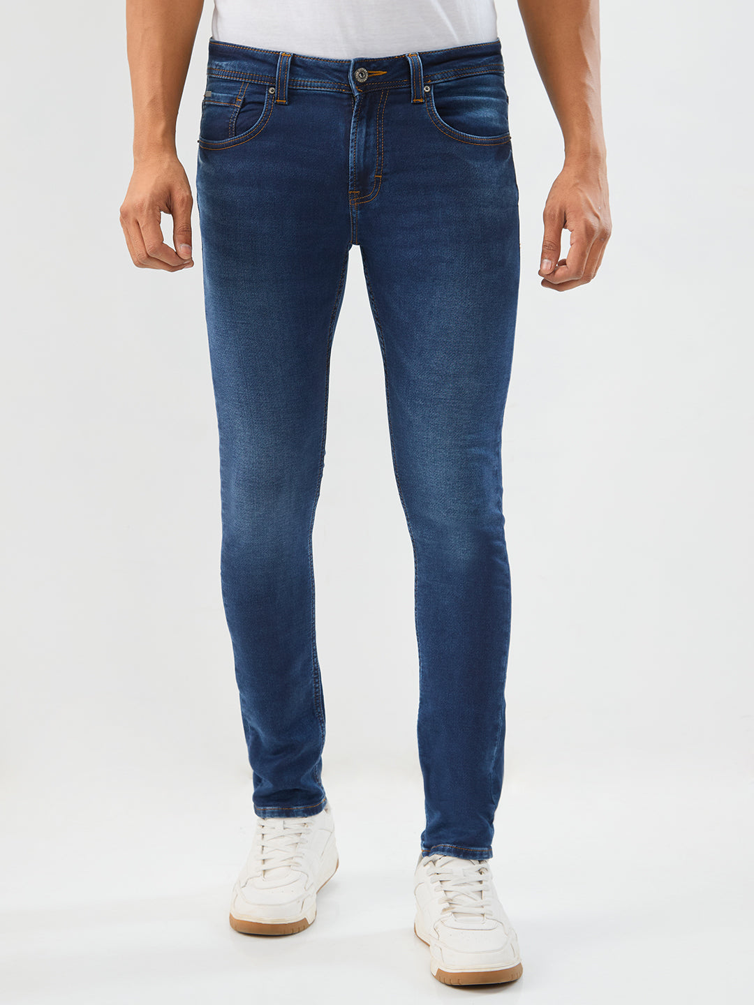 Spykar Dark Blue Slim Fit Low Rise Jeans For Men