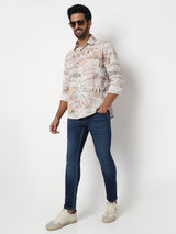 Men Taupe Beige Slim Fit Casual Shirt