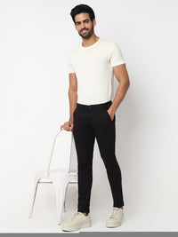 Men Trouser Slim Fit Black Mid Rise