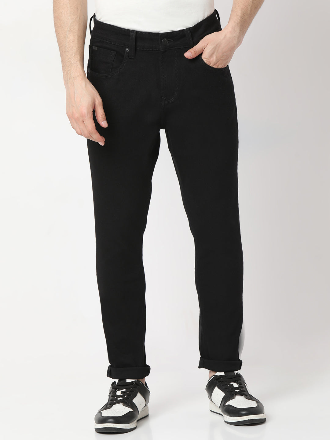 Spykar Black Slim fit Mid Rise Jeans For Men