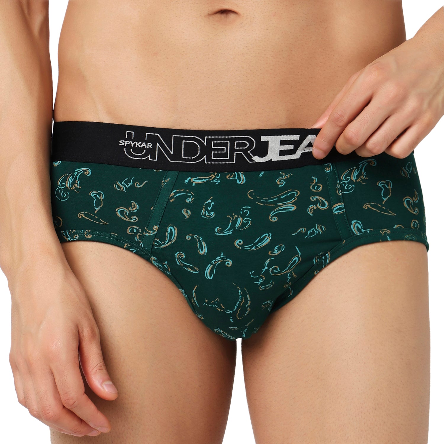 Underjeans Pack Of 2 Cotton Blend Print Mid-Rise Briefs
