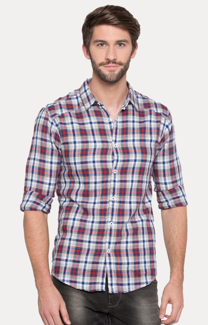 Spykar Men Red Cotton Slim Fit Shirts