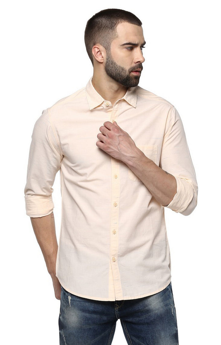 Spykar Pink Cotton Slim Fit Shirts For Men