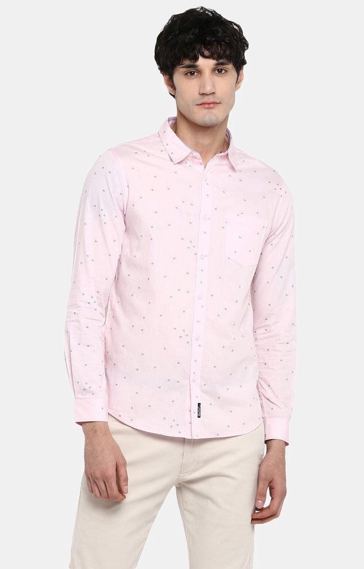 Spykar Pink Cotton Slim Fit Shirts For Men