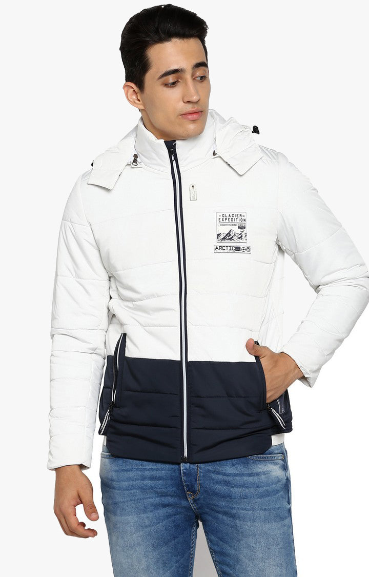 Spykar White Polyester Slim Fit Jacket For Men