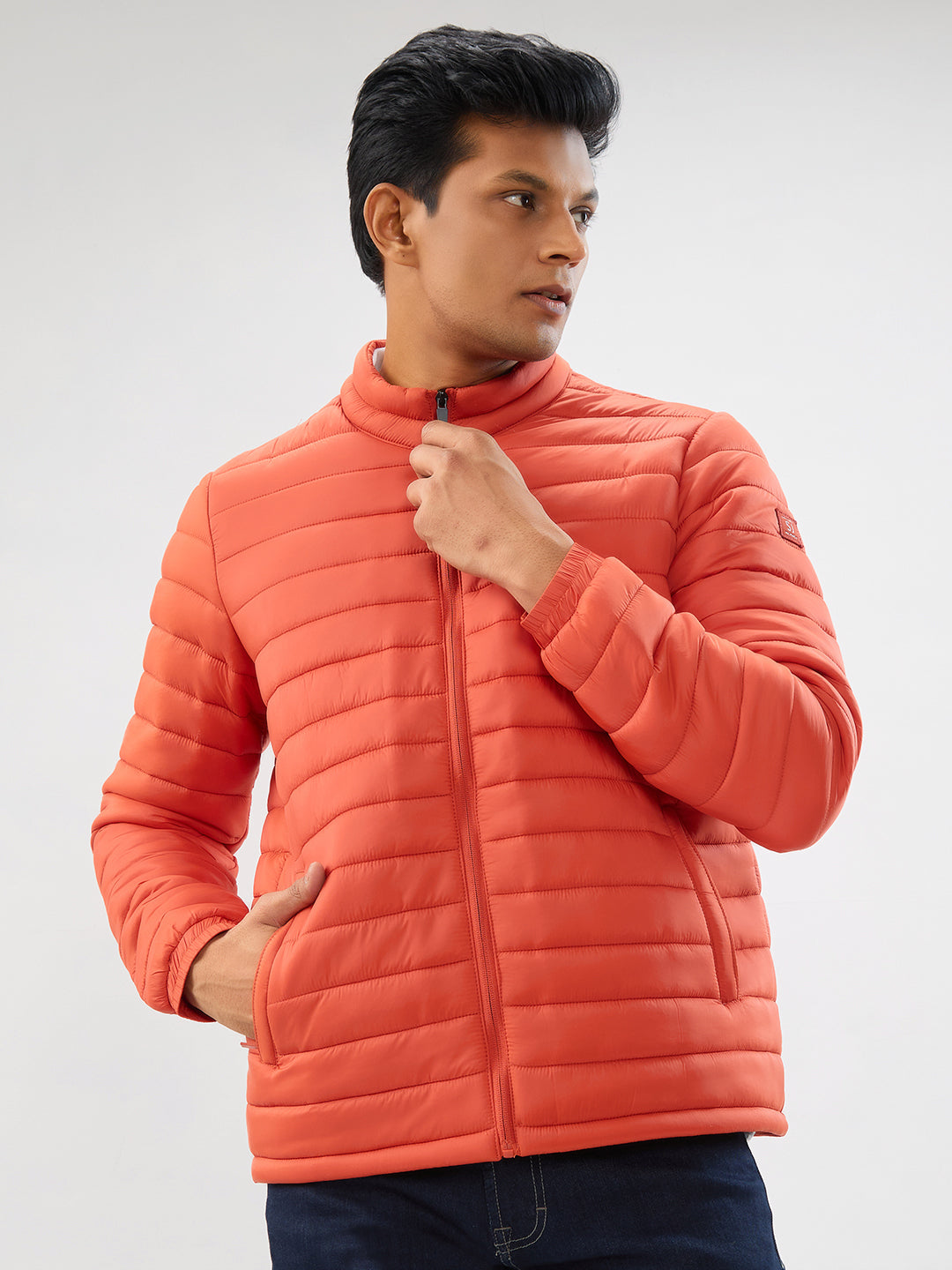 Men Jacket Rust Straight Fit