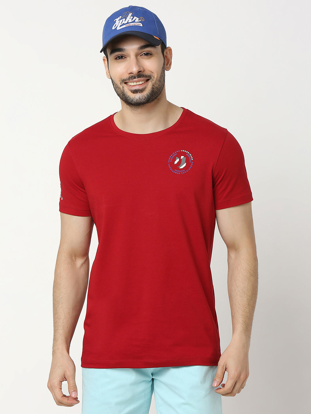 Men Royal Blue Solid Cap