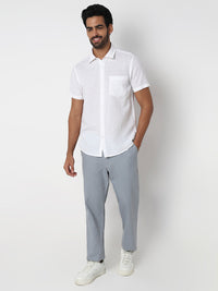 Men White Slim Fit Casual Shirt