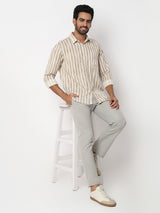 Men Light Fawn Slim Fit Casual Shirt