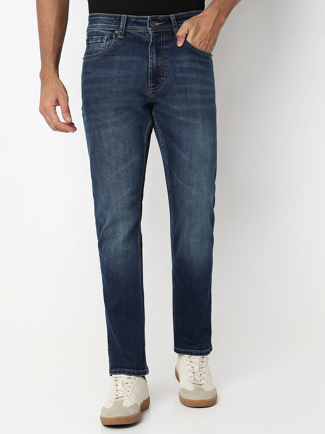 Spykar Mid Blue Mid Rise Comfort Fit Casual Jeans For Men