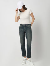 Women Amora Jeans Mom Fit Blue Mid Rise