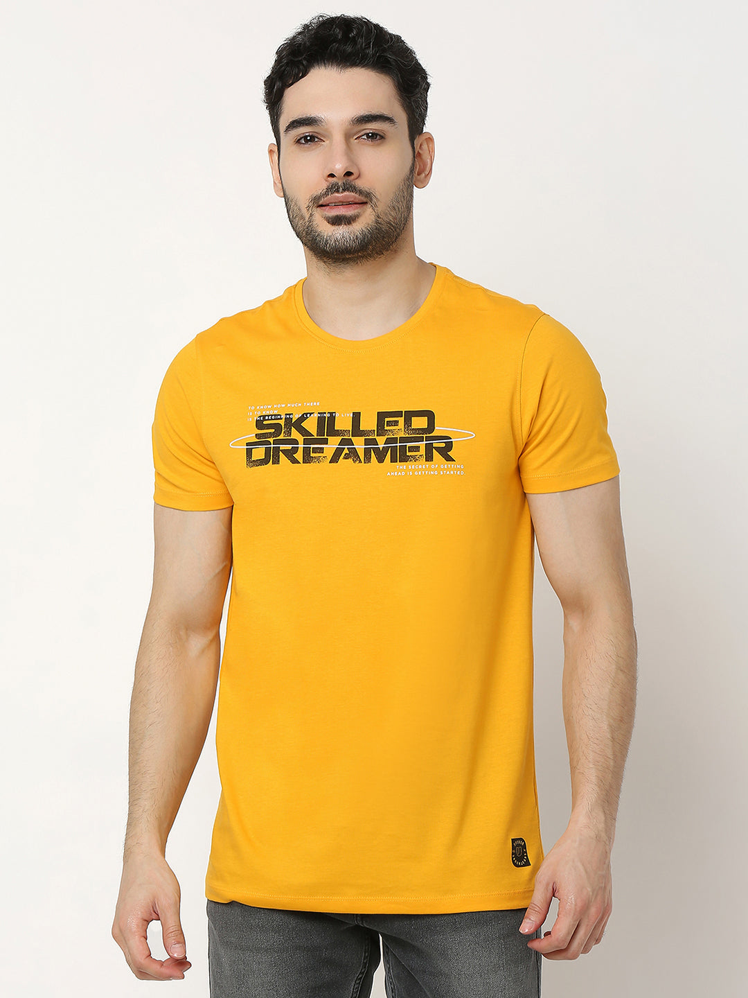 Underjeans by Spykar Men Premium Yellow T-shirt