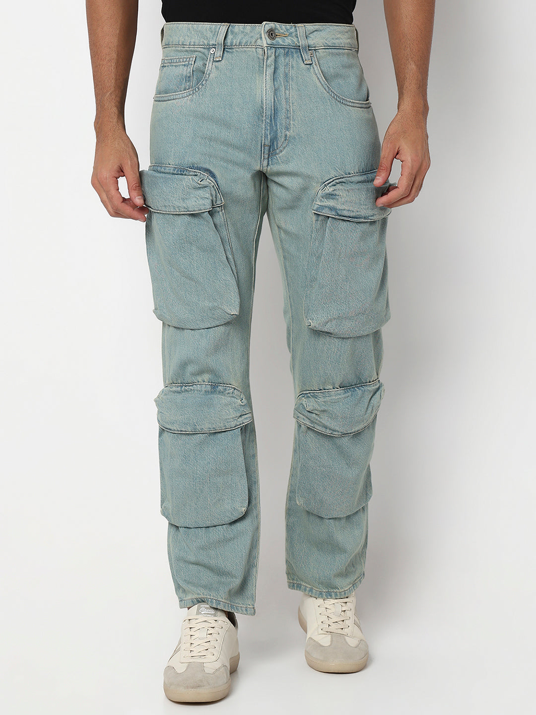 Men Jeans Relaxed Fit Blue Mid Rise