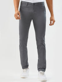 Men Trouser Slim Fit Grey Mid Rise