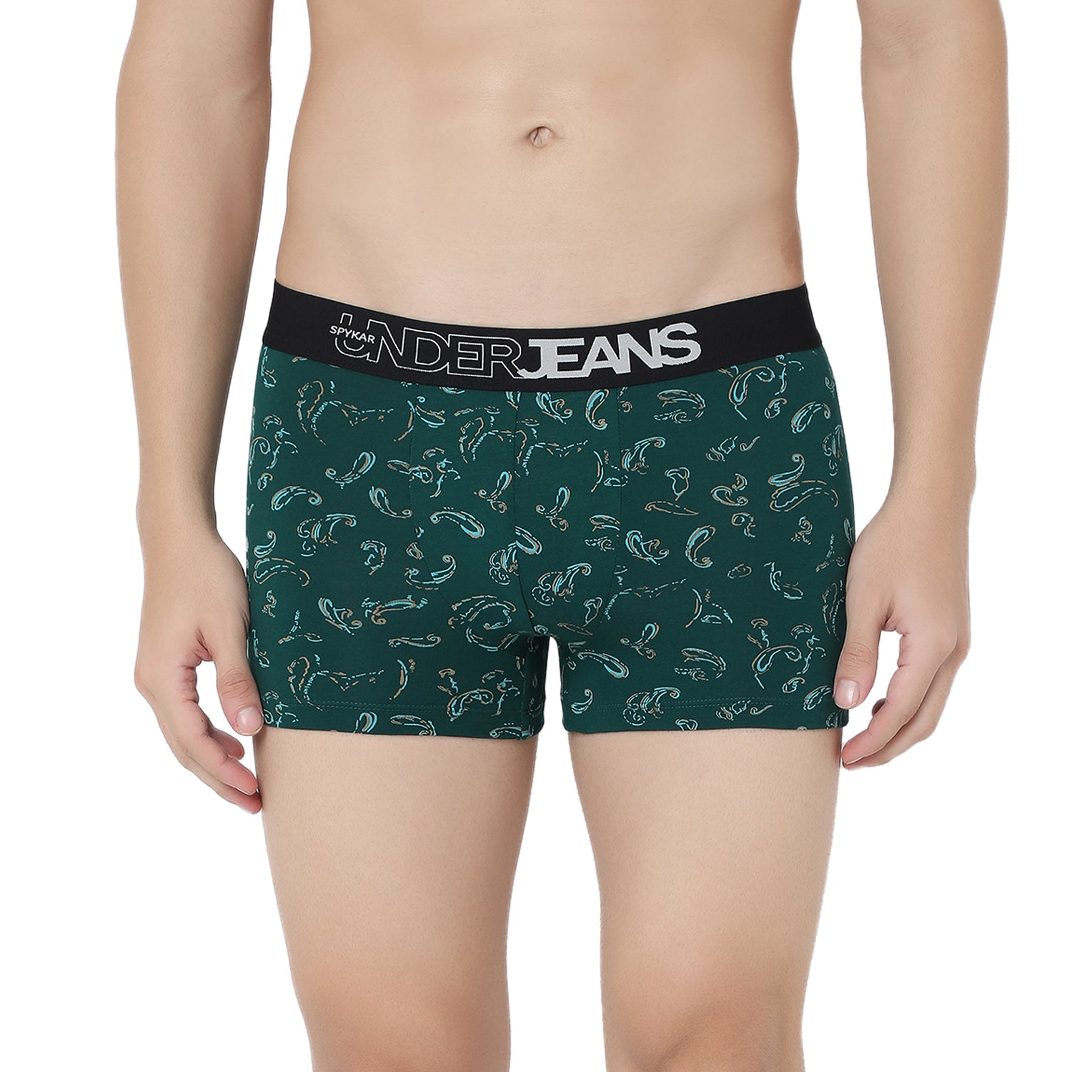 UnderJeans by Spykar Men Basic Bottle Green Ultrasoft Trunks