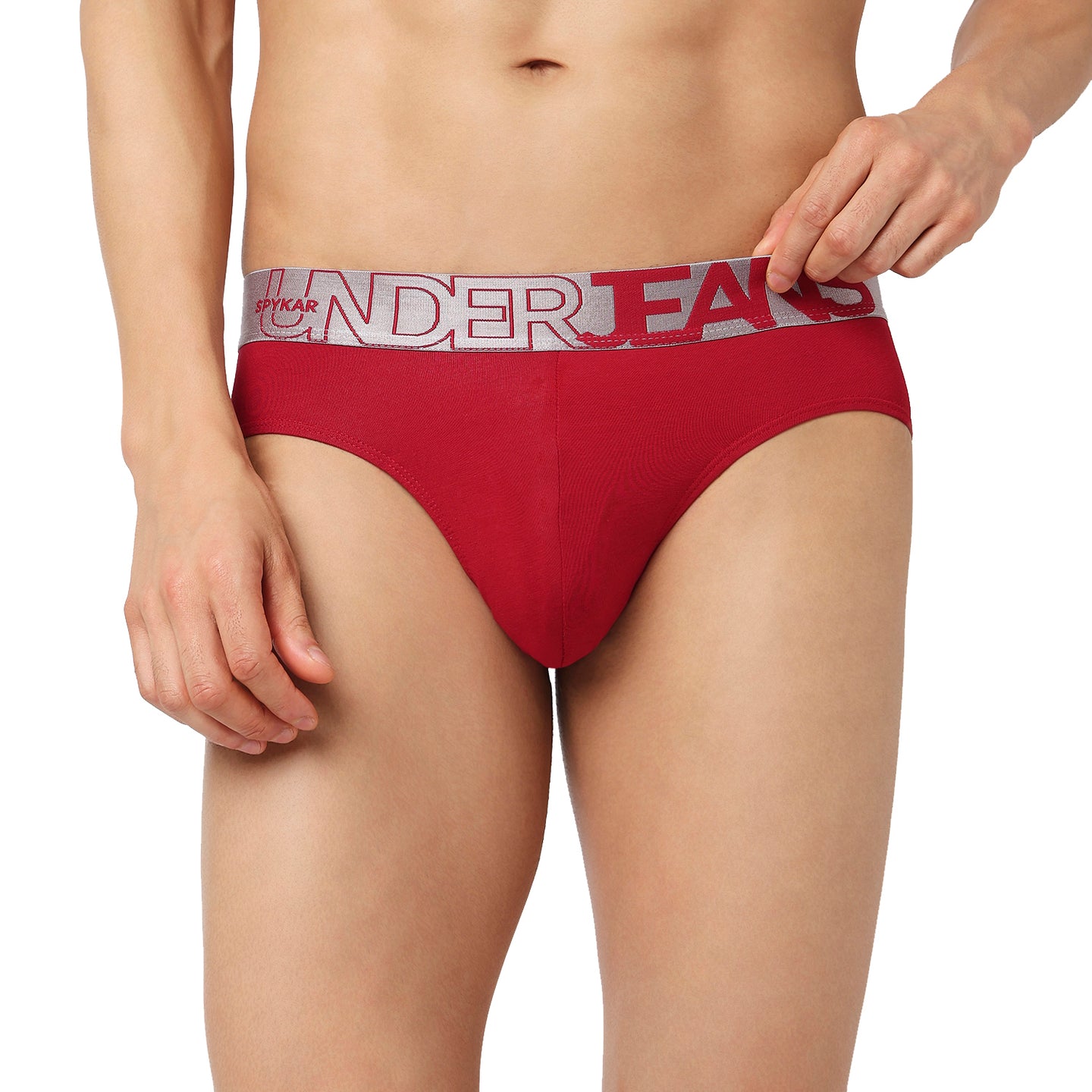 Underjeans Red Cotton Blend Brief