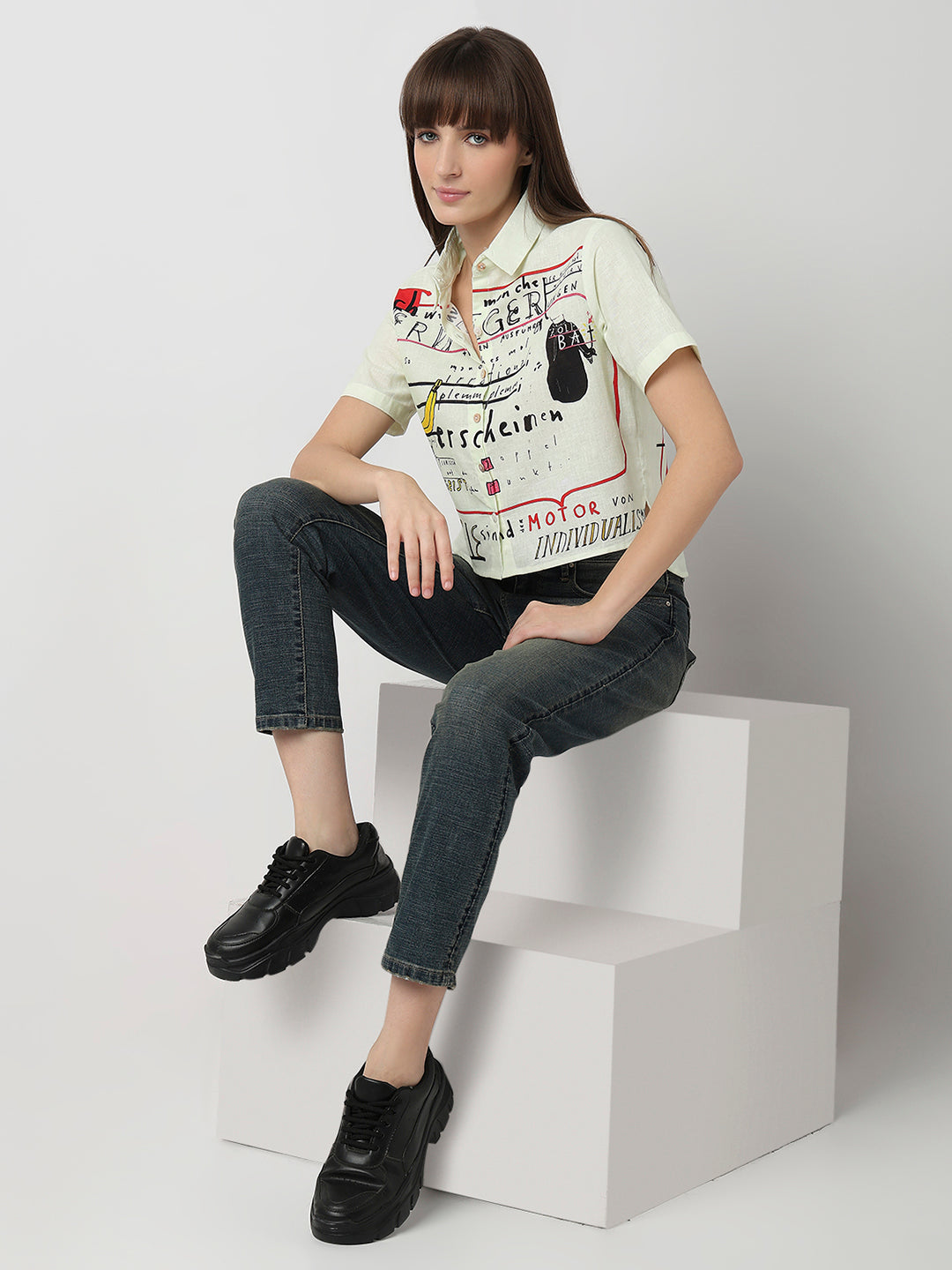 Women Ecru Regular Fit Casual Shirt