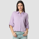 Women Shirt Purple Boxy Fit