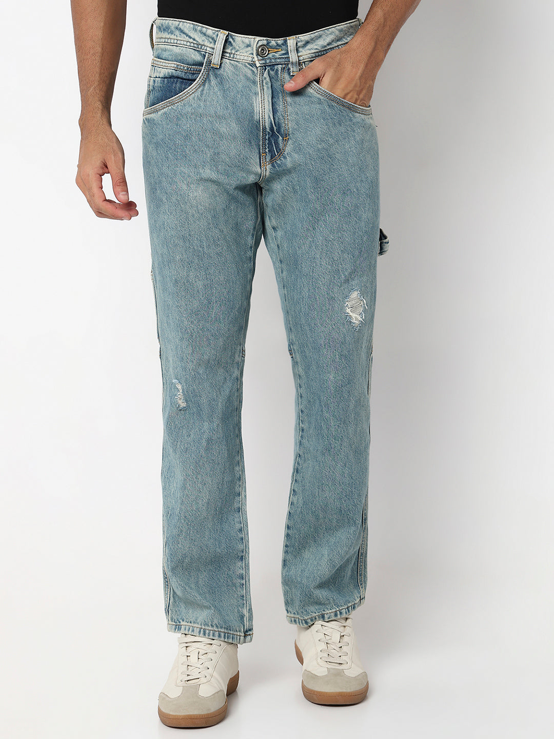 Spykar Mid Blue Mid Rise Comfort Fit Casual Jeans For Men