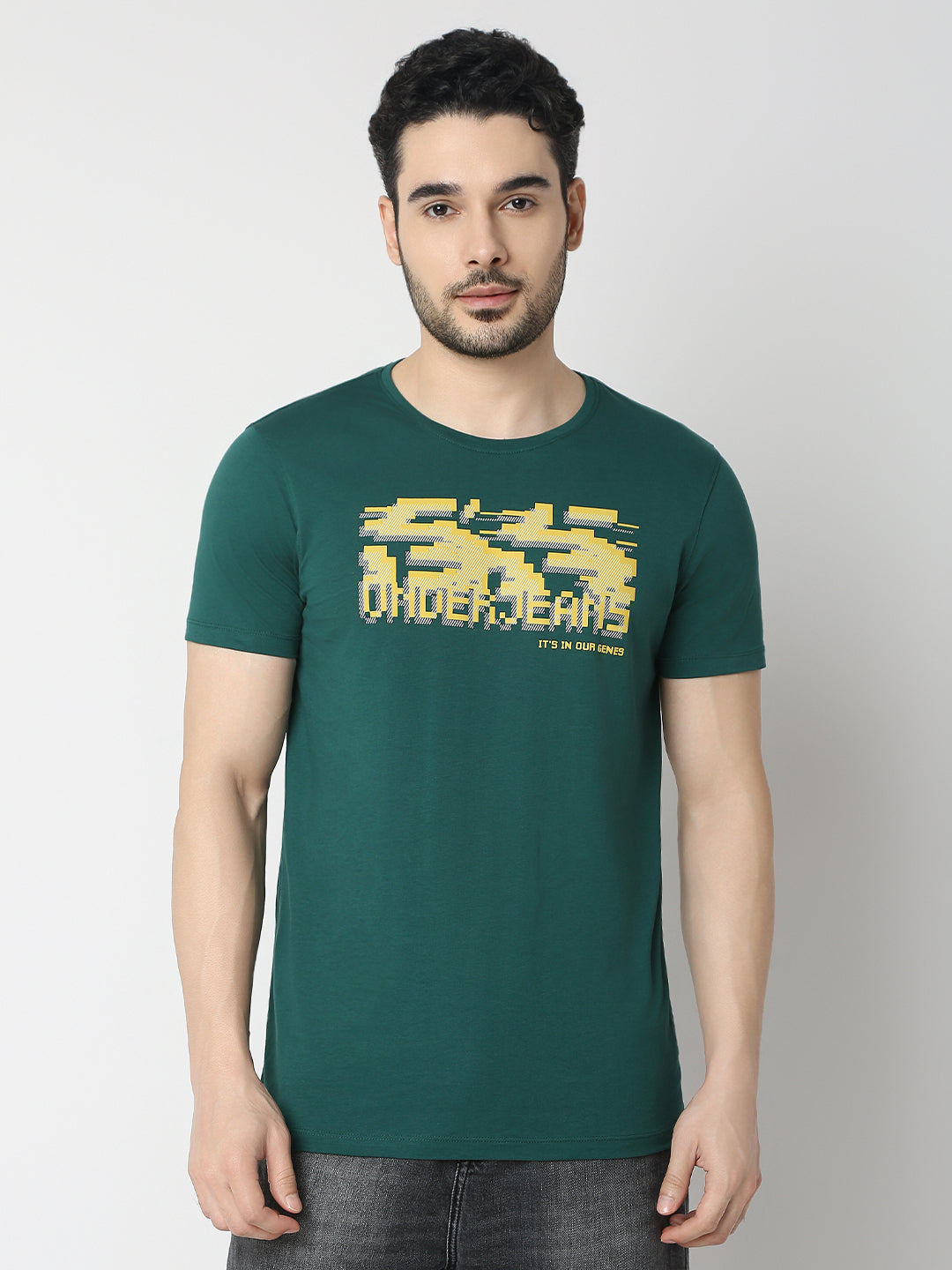 Underjeans by Spykar Men Premium Bottle Green T-Shirt