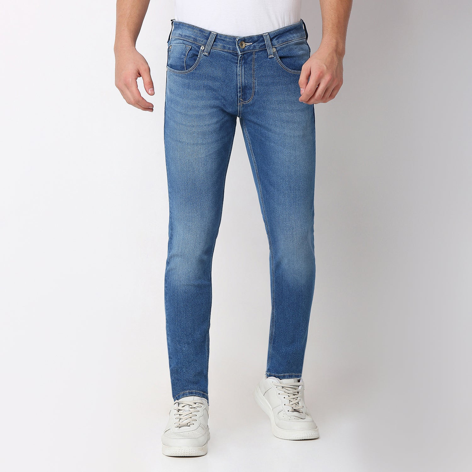 Spykar Blue Slim Fit Low Rise Jeans For Men