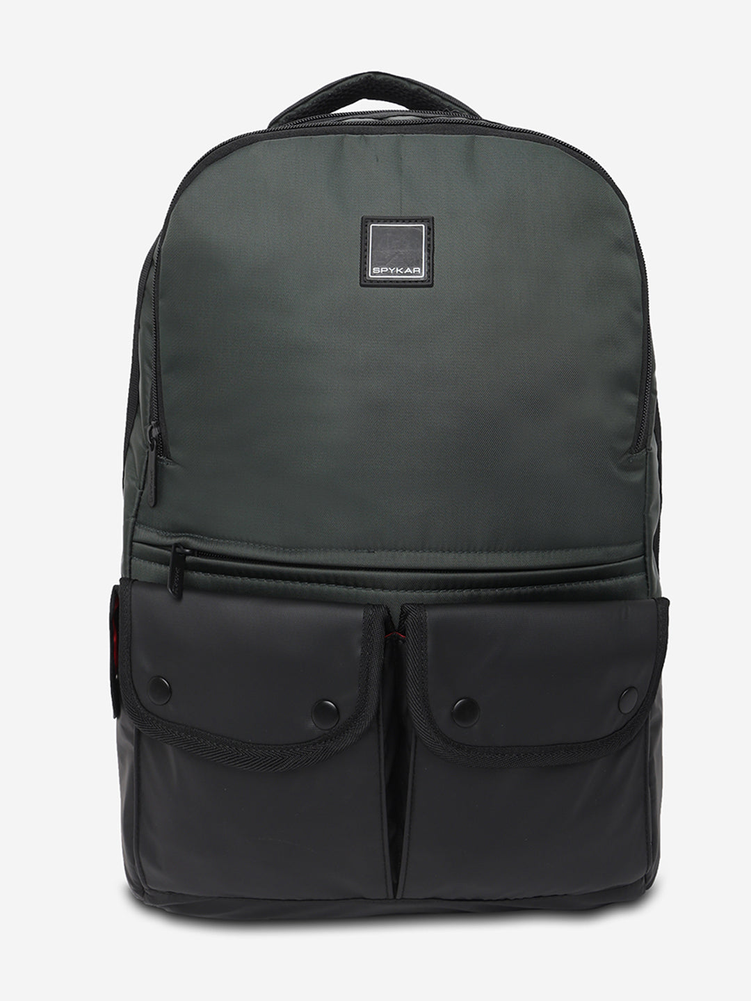Unisex Black & Olive Polyester Backpack