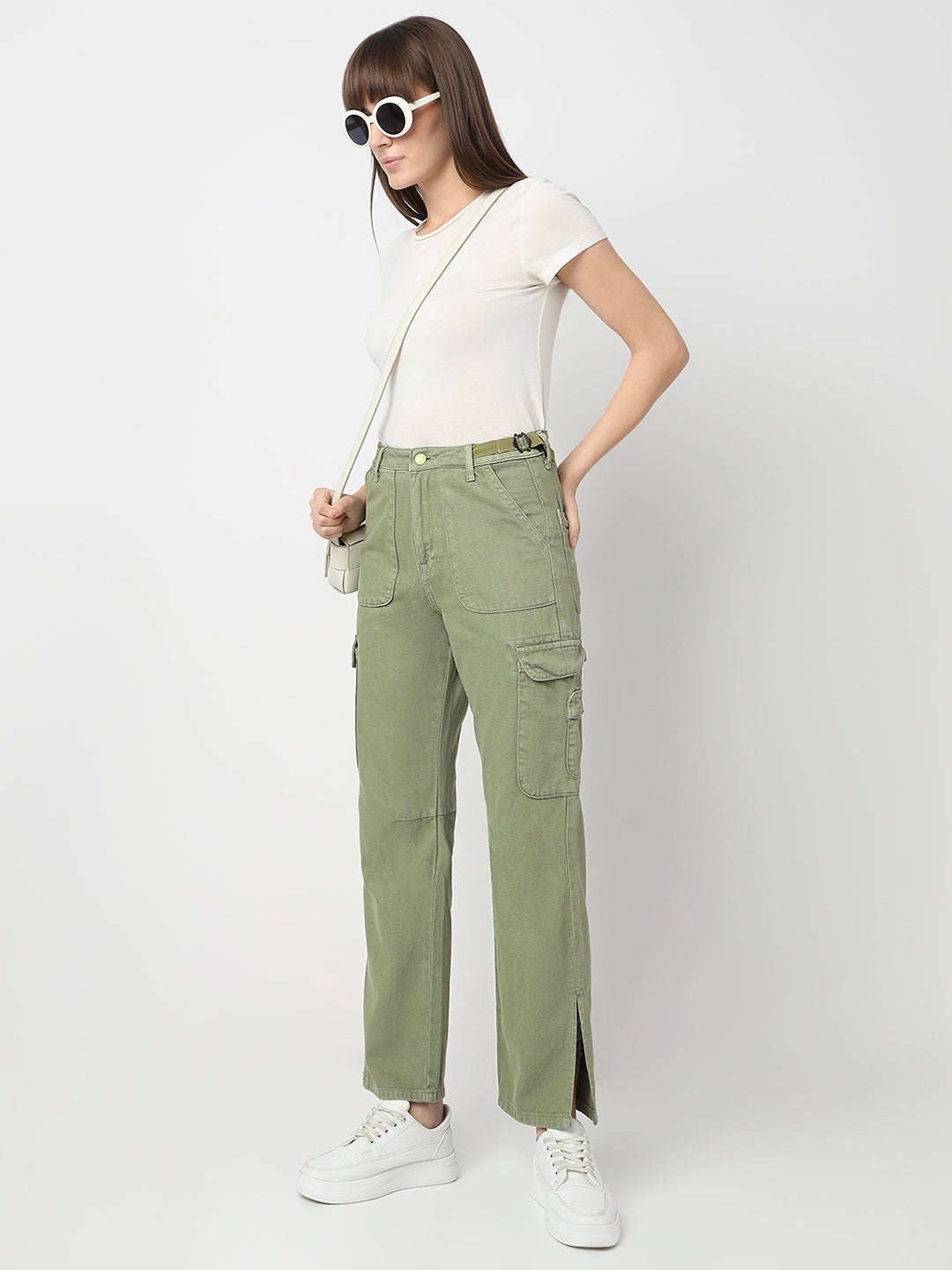 Spykar Sage Green High Rise Straight Fit Casual Jeans For Women