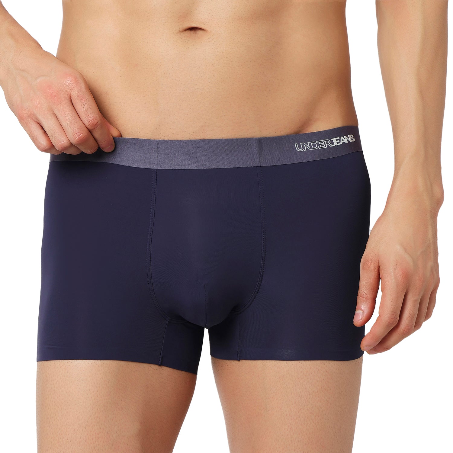 Underjeans Navy Nylon Blend Trunk