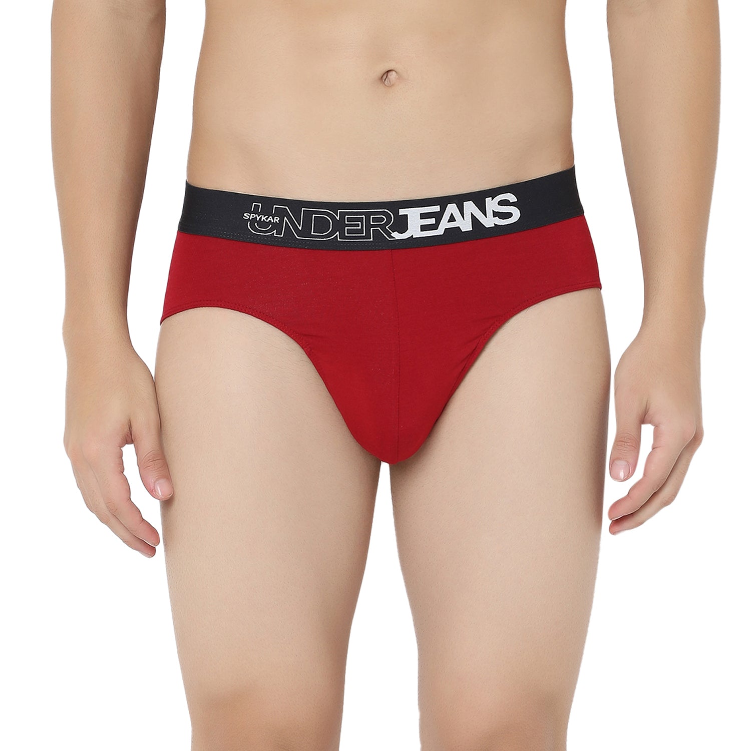 UnderJeans by Spykar Men Maroon Olive Mid Rise Solid Briefs (Pack of 2)