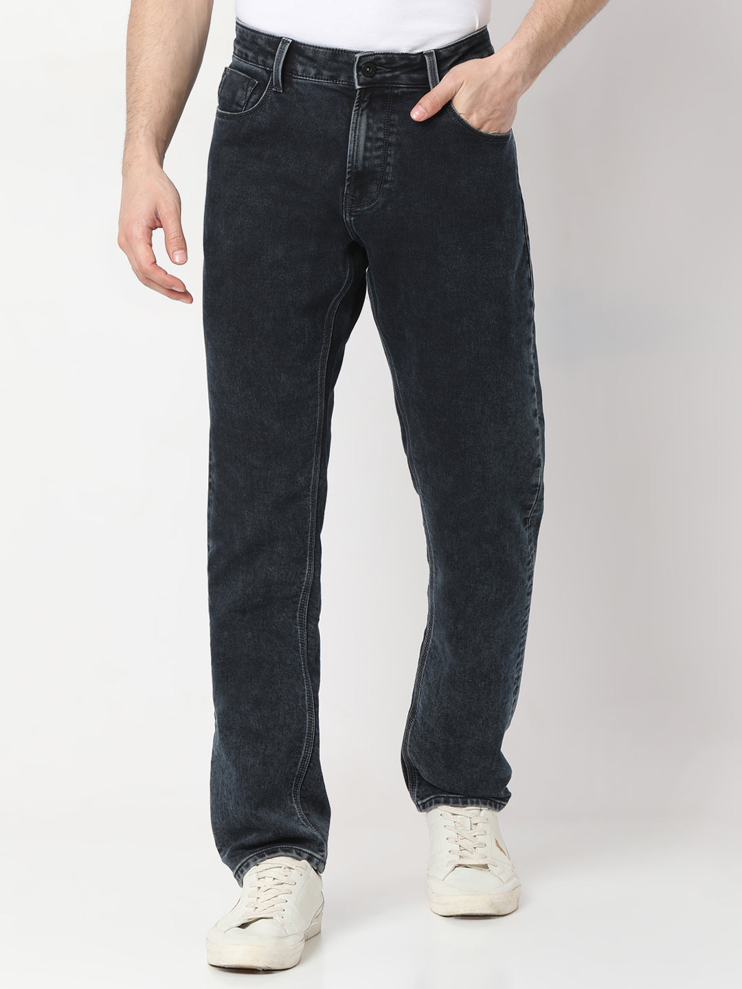 Spykar Dark Blue comfort Fit Mid Rise Jeans For Men