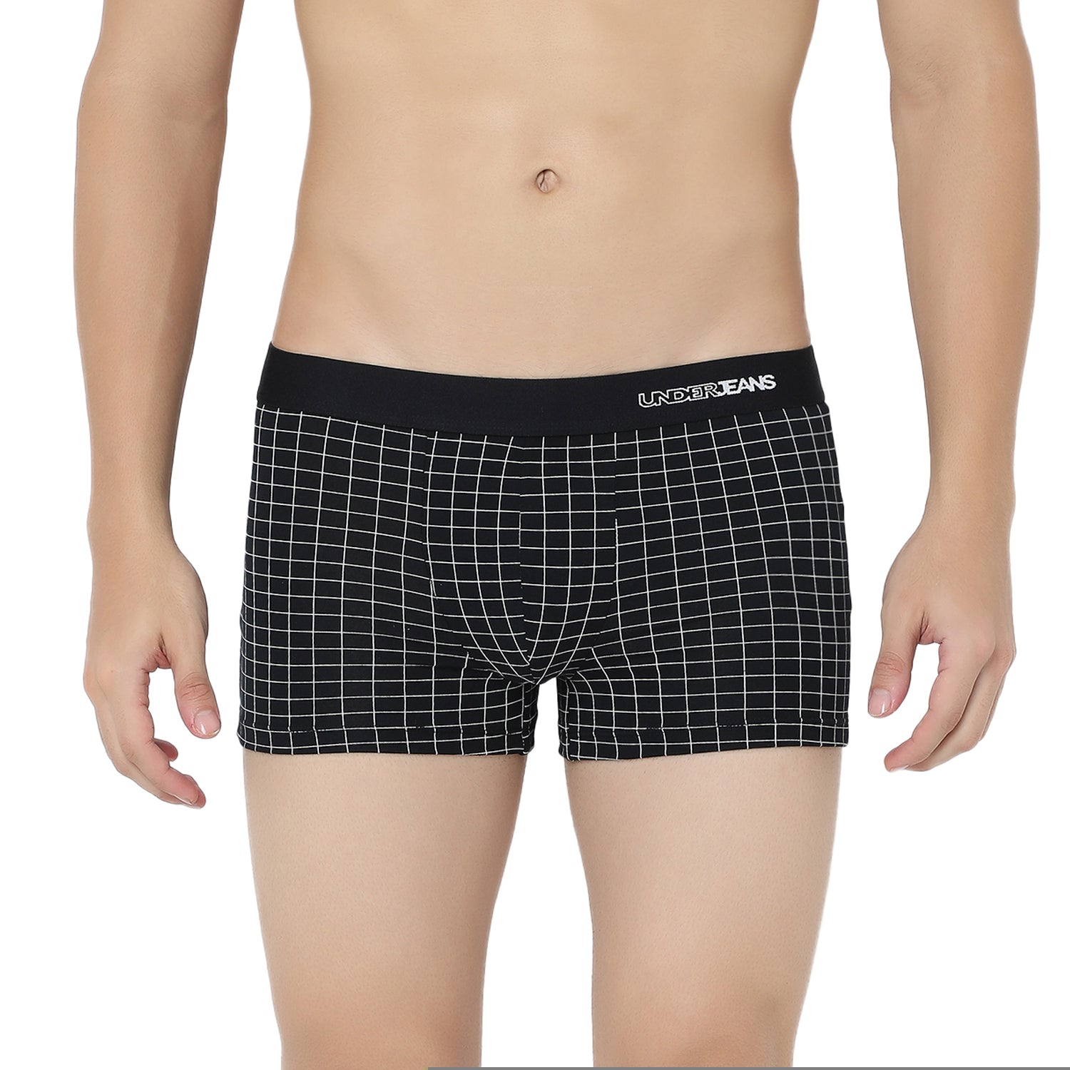 UnderJeans by Spykar Men Basic Dark Grey Checks Ultrasoft Trunks