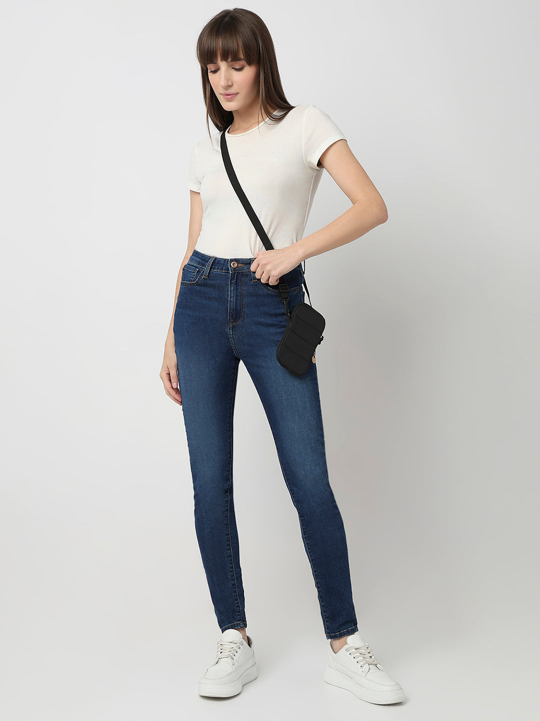 Spykar Dark Blue High Rise Super Skinny Fit Casual Jeans For Women