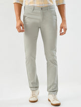 Men Trouser Slim Fit Green Mid Rise