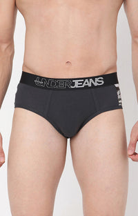 Underjeans By Spykar Grey Solid Briefs For Men