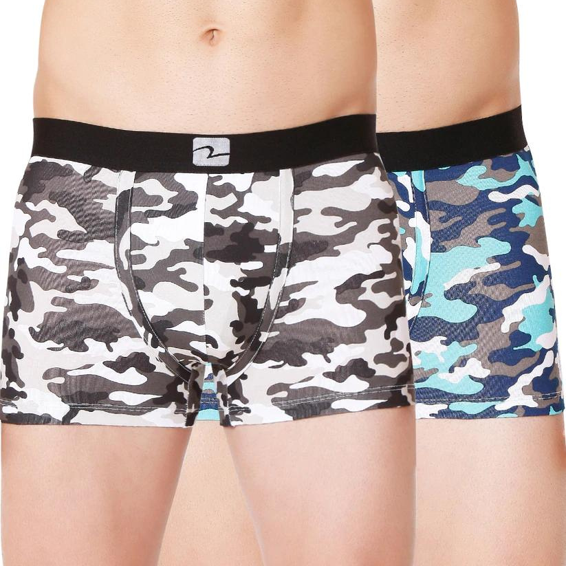 Men Premium Camo 1 & Camo 2 Cotton Blend Trunk (Pack Of 2)- Underjeans By Spykar