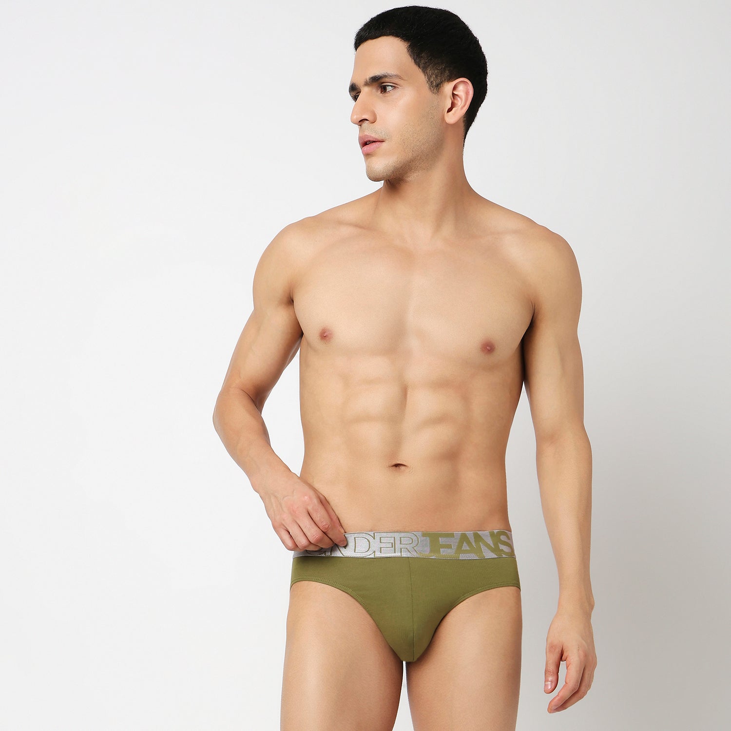 Underjeans Bright Olive Cotton Blend Briefs