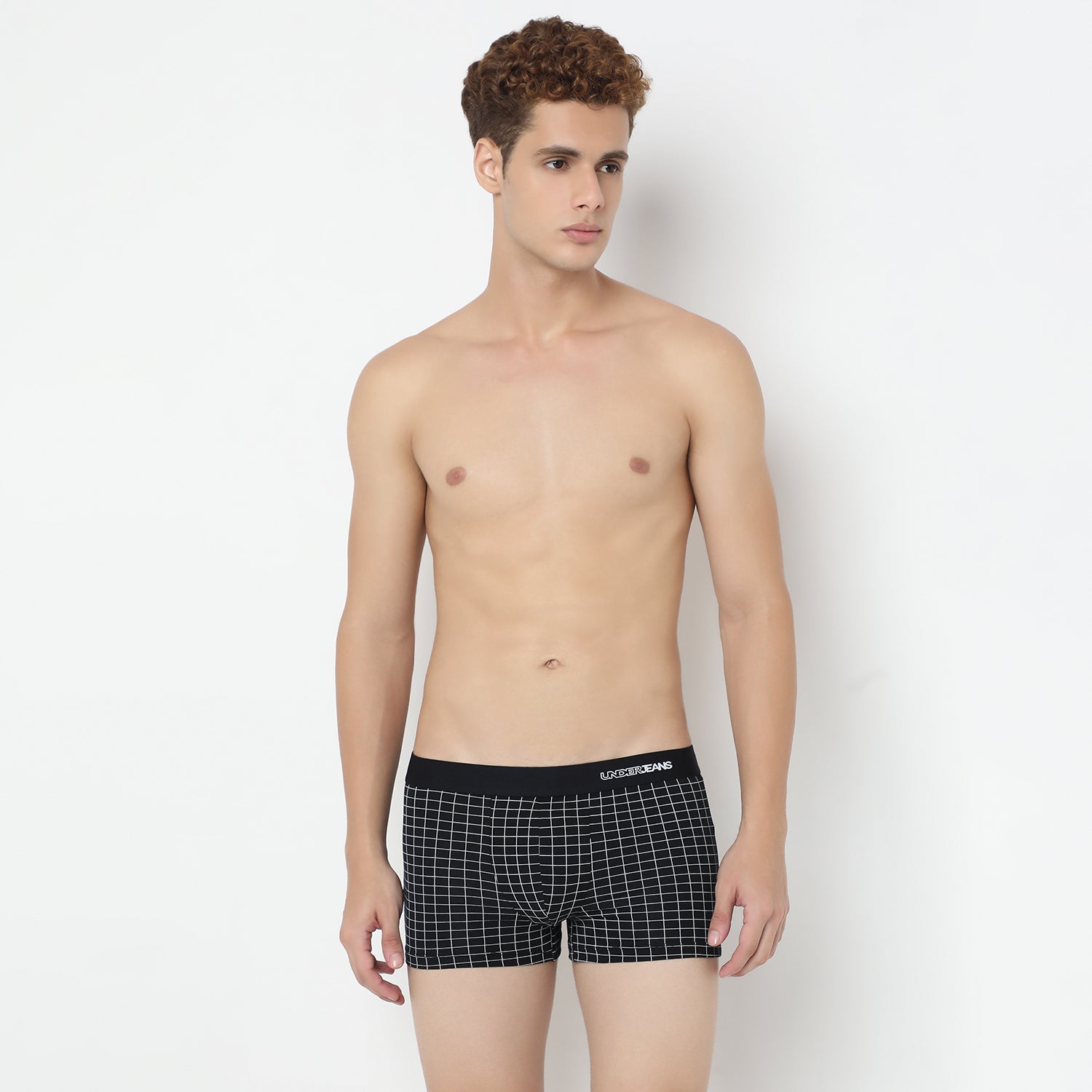 UnderJeans by Spykar Men Basic Dark Grey Checks Ultrasoft Trunks