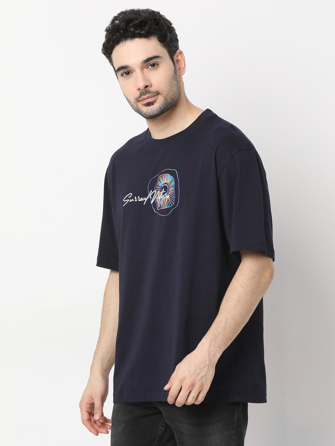 Men T-Shirt Navy Blue Comfort Fit