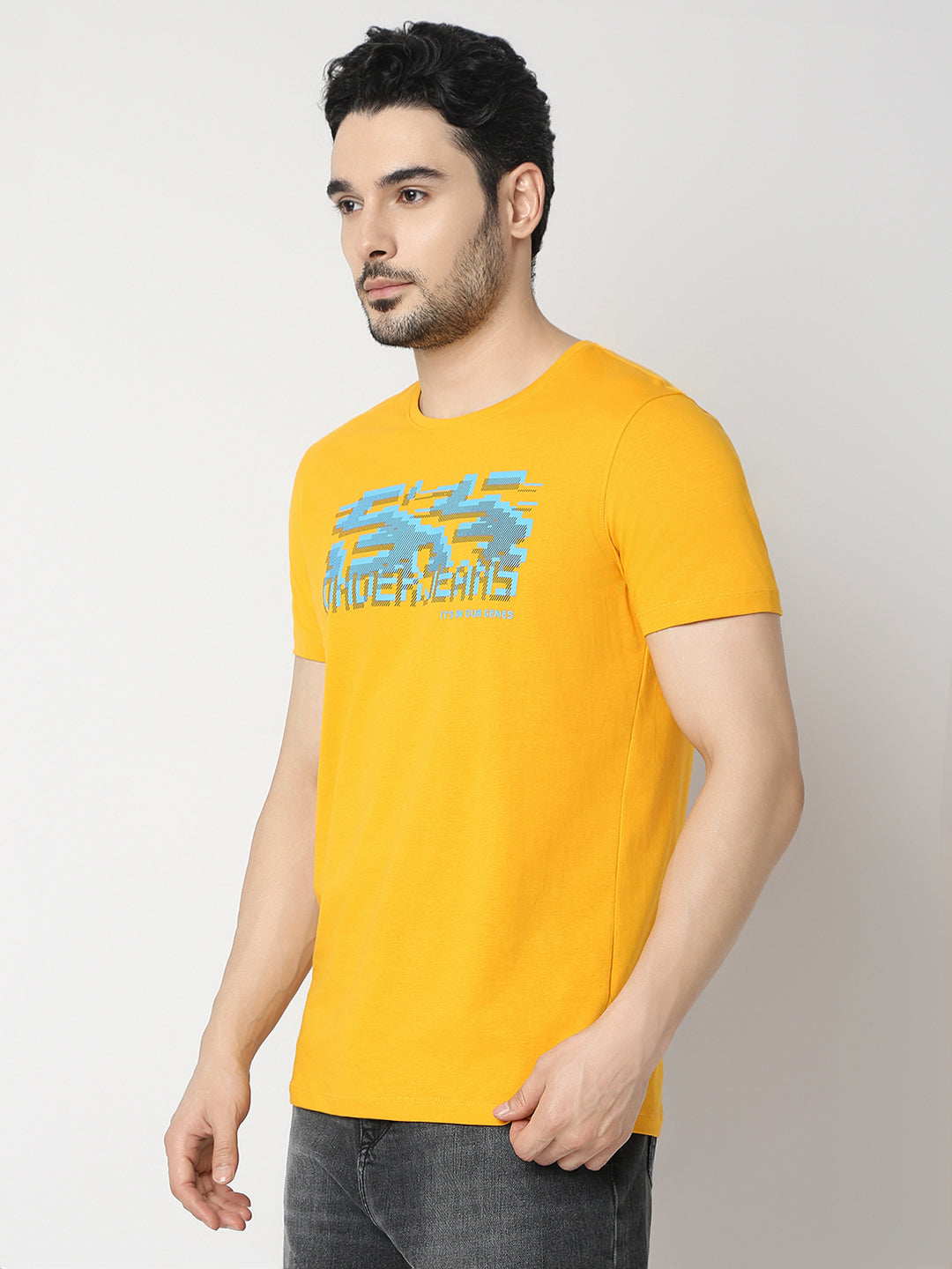 Underjeans by Spykar Men Premium Chrome Yellow T-Shirt