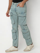Men Jeans Relaxed Fit Blue Mid Rise