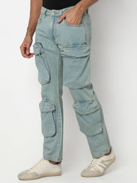 Men Jeans Relaxed Fit Blue Mid Rise