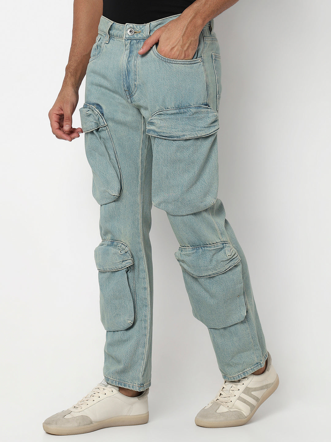 Men Jeans Relaxed Fit Blue Mid Rise