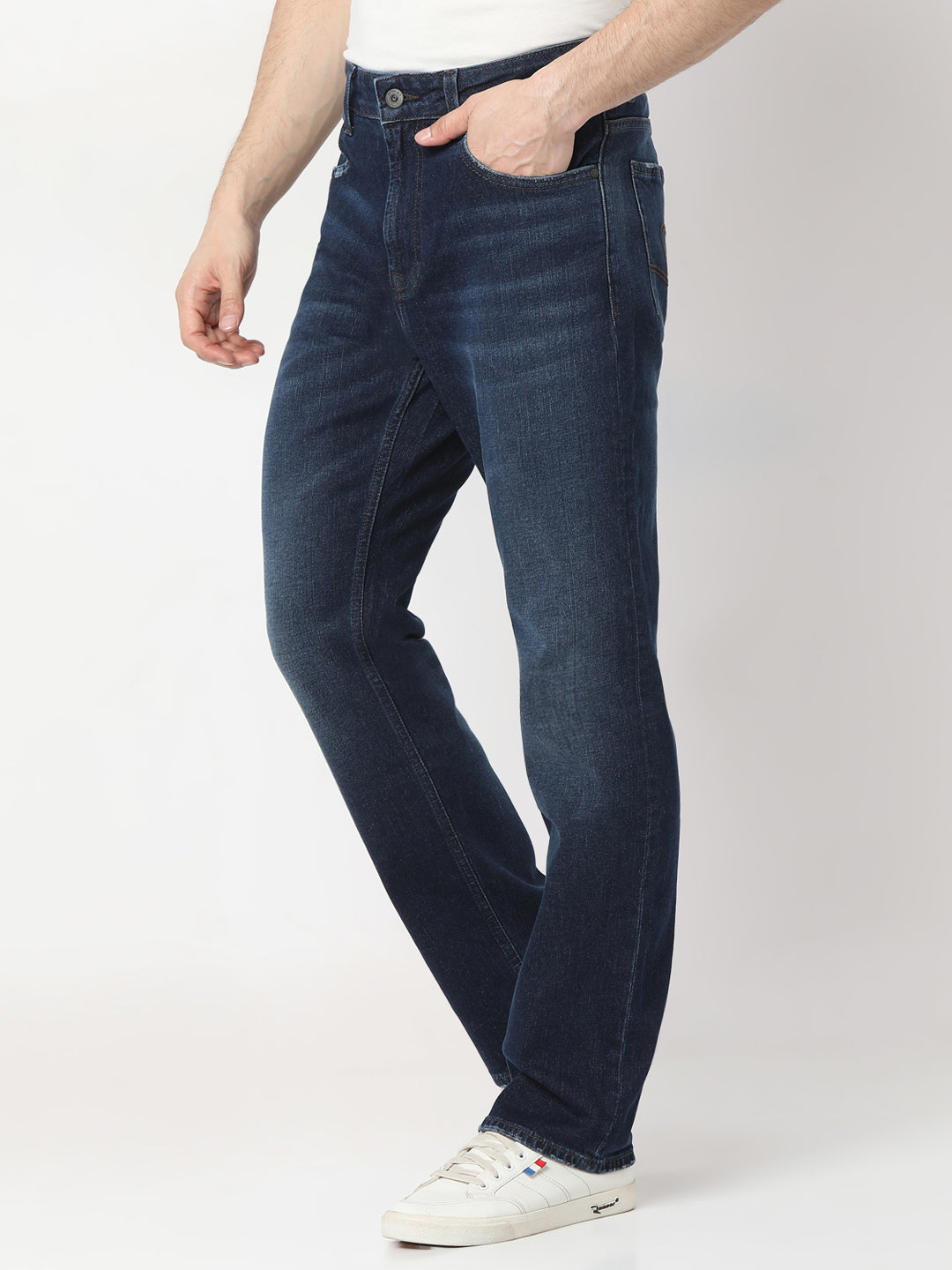 Spykar Dark Blue straight fit Jeans For Men